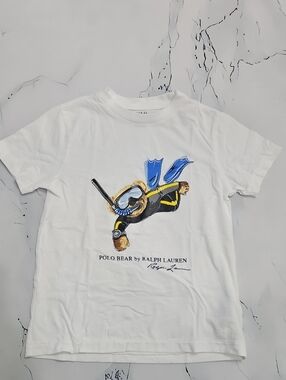 Ralph Lauren White Polo Bear Scuba Graphic Tee